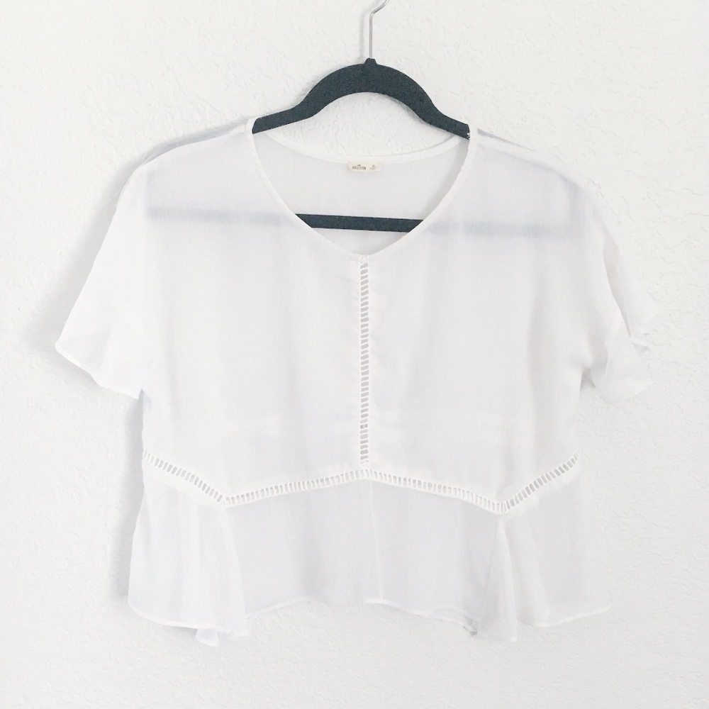 ❗3/$20 Hollister Flare White Crochet Blouse